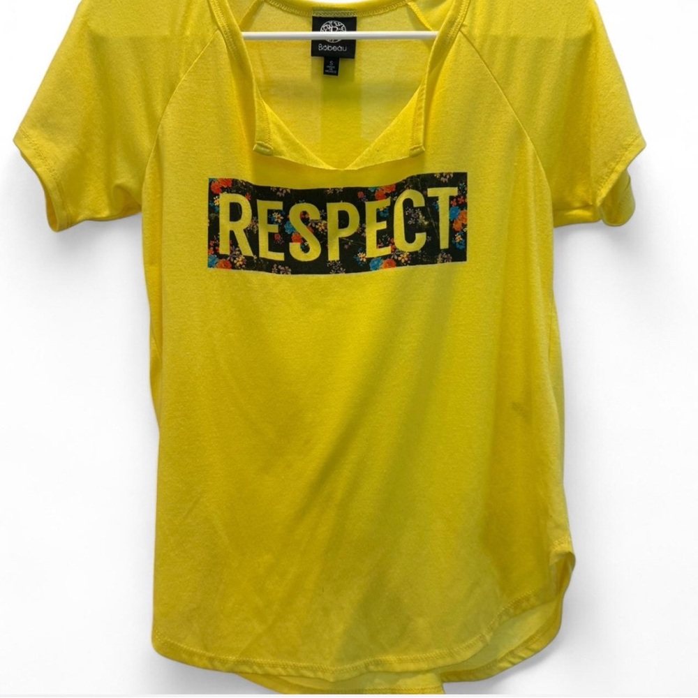 Bobeau Yellow 'Respect' Graphic Tee